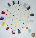Load image into Gallery viewer, Molehill taggie white baby blanket shower gift