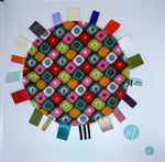 Load image into Gallery viewer, Molehill colorful circular fleece taggie handmade shower gift
